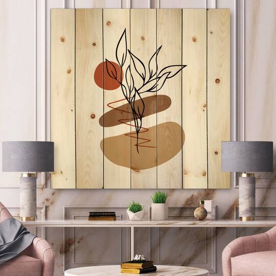 Designart - Elementary Shapes With Abstract Flowers Plants II